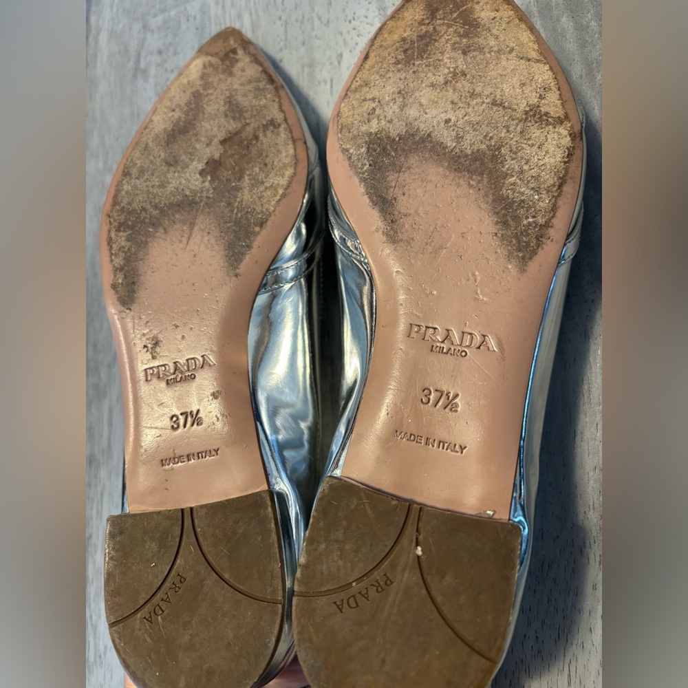 Prada - Metallic Silver Flats - Picture 4 of 8